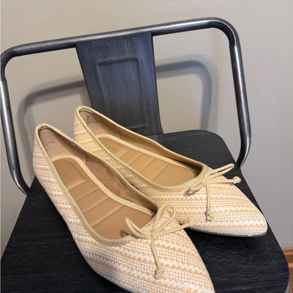 Kelly & Katie Abby Woven Pointed Toe Ballet Flats Bow Tan Beige 11M - Picture 13 of 13
